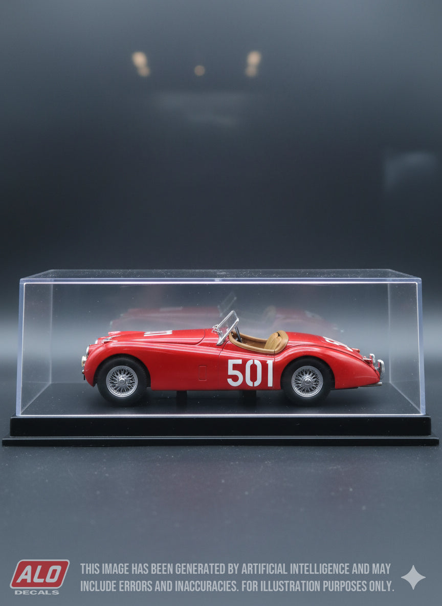 1950 TARGA FLORIO #501 JAGUAR XK120 CLEMENTE BIONDETTI/GINO BRONZONI 1:43 DECALS