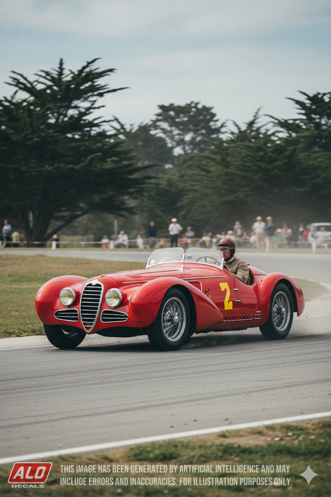 1951 PEBBLE BEACH CUP #2 ALFA ROMEO 8C 2900 PHIL HILL 1:43 DECALS