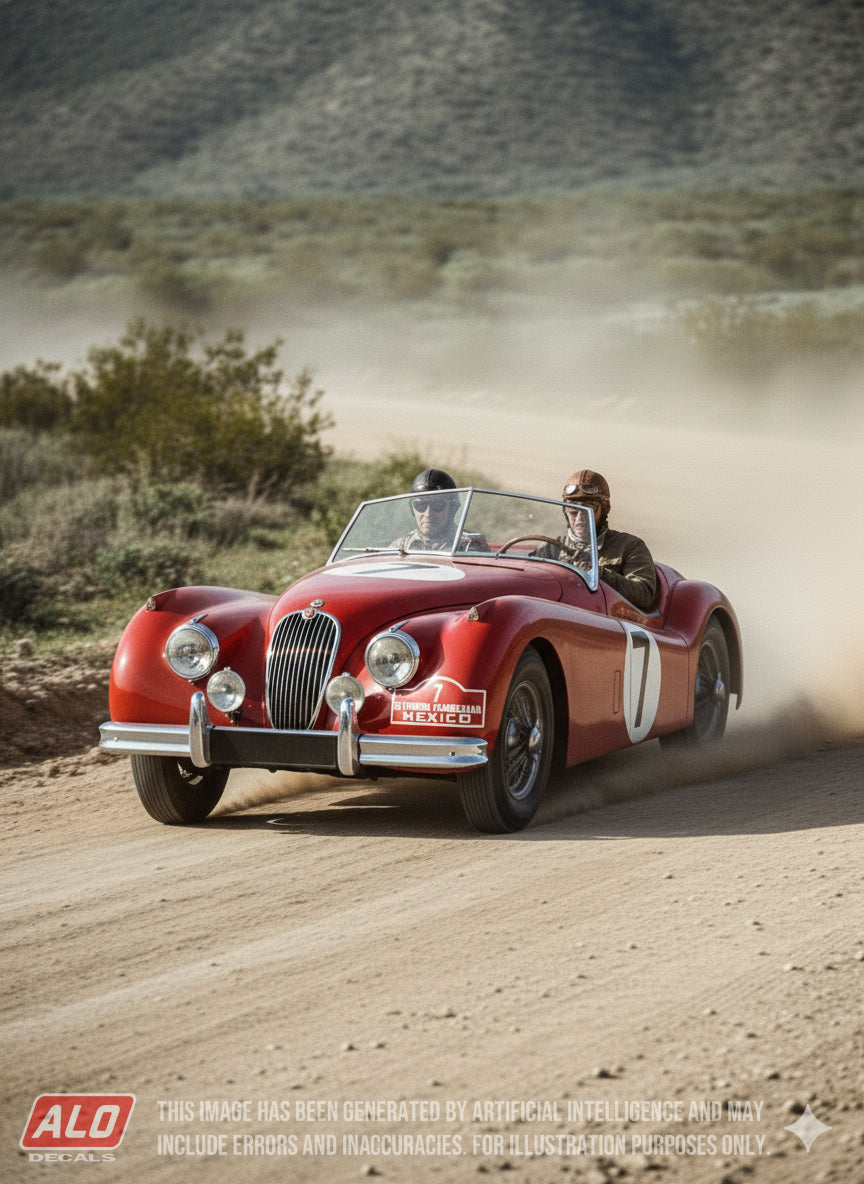 1952 CARRERA PANAMERICANA #7 JAGUAR XK120 SANTOS LETONA DIAZ/ENRIQUE OLIVER SANDOVAL 1:43 DECALS