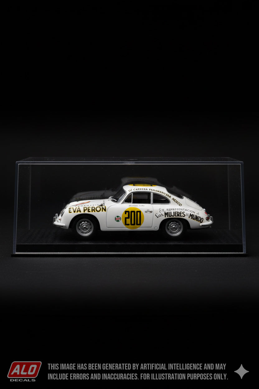 1953 CARRERA PANAMERICANA #200 PORSCHE 356 JACQUELINE EVANS 1:43, 1:32, 1:24, 1:18 DECALS