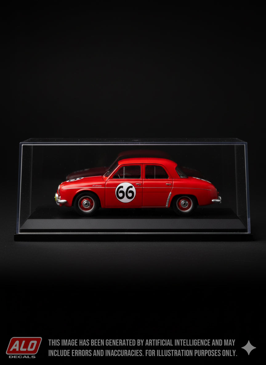 1957 SEBRING 12 HOURS #66 RENAULT DAUPHINE PAUL FRERE/JEAN LUCAS 1:43, 1:32 DECALS