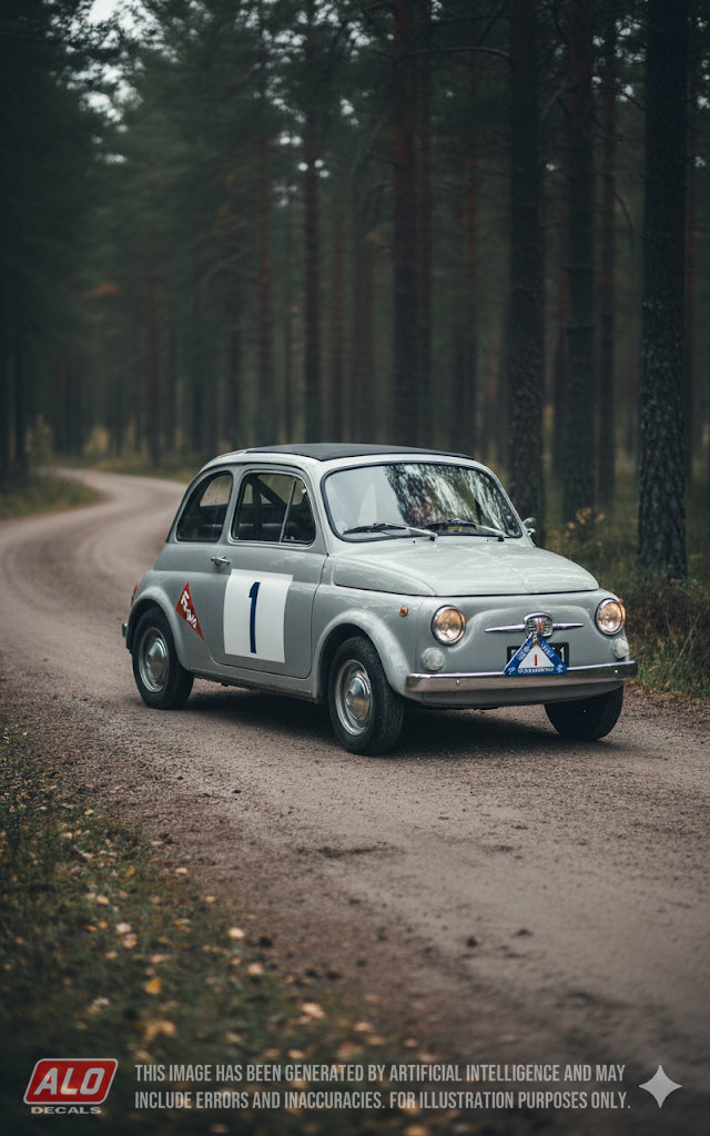 1959 THOUSAND LAKES RALLY #1 FIAT 500 ALVI TUUTTI/JUHANI SALMI 1:43 DECALS