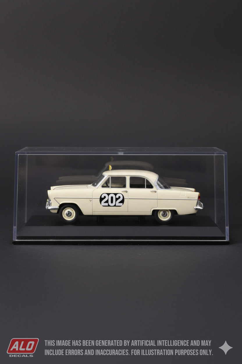 1960 MONTE CARLO RALLY #202 FORD ZEPHYR MICHAEL SUTCLIFFE/GEOFF CRABTREE 1:43 DECALS