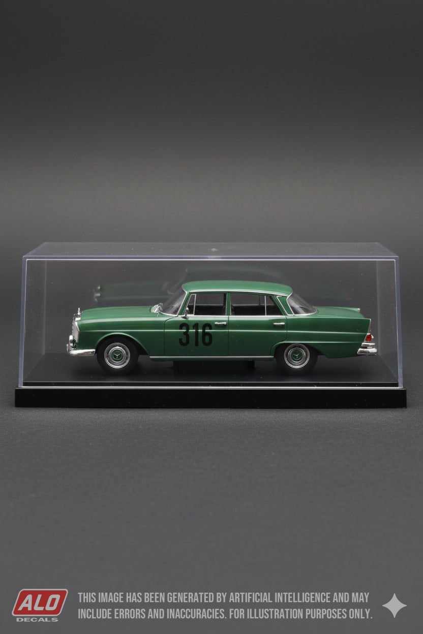 1960 MONTE CARLO RALLY #316 MERCEDES-BENZ 220SE (W111) PETER HAMANN/RICHARD LICHTENBERG 1:43 DECALS