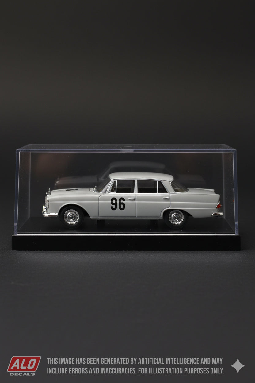 1960 ÖSTERREICHISCHE ALPENFAHRT #96 MERCEDES-BENZ 220SE (W111) EBERHARD MAHLE/ROLAND OTT 1:43 DECALS
