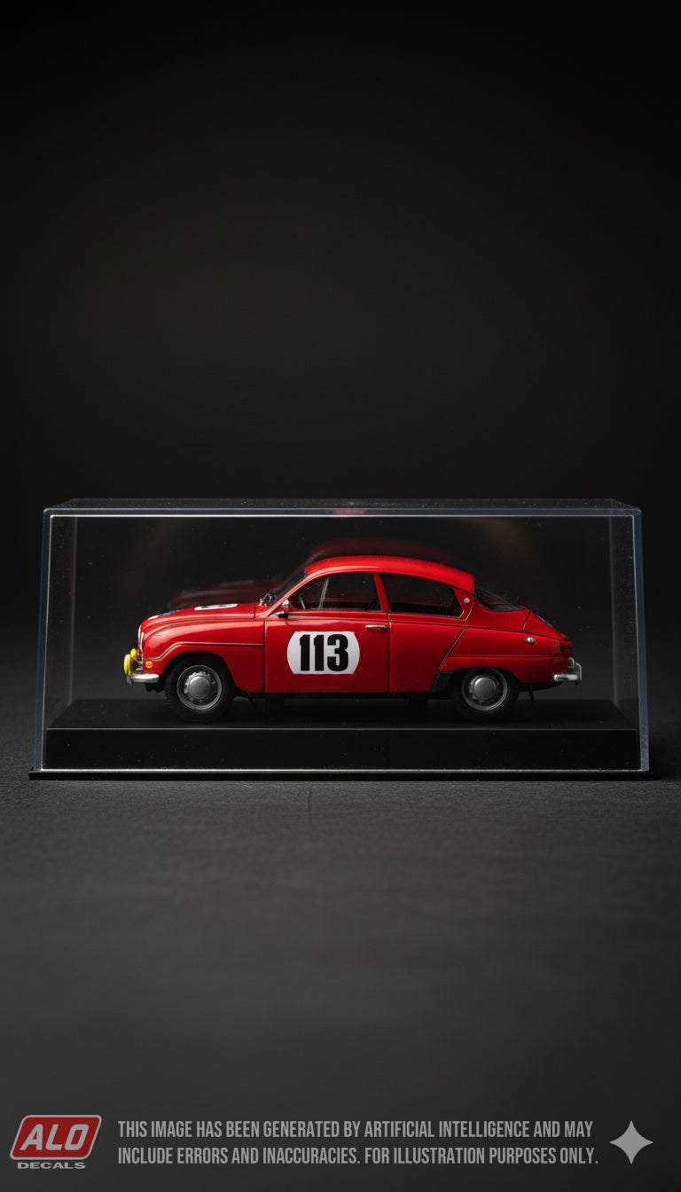 1961 ACROPOLIS RALLY #113 SAAB 96 ERIK CARLSSON/WALTER KARLSSON 1:43, 1:32 DECALS