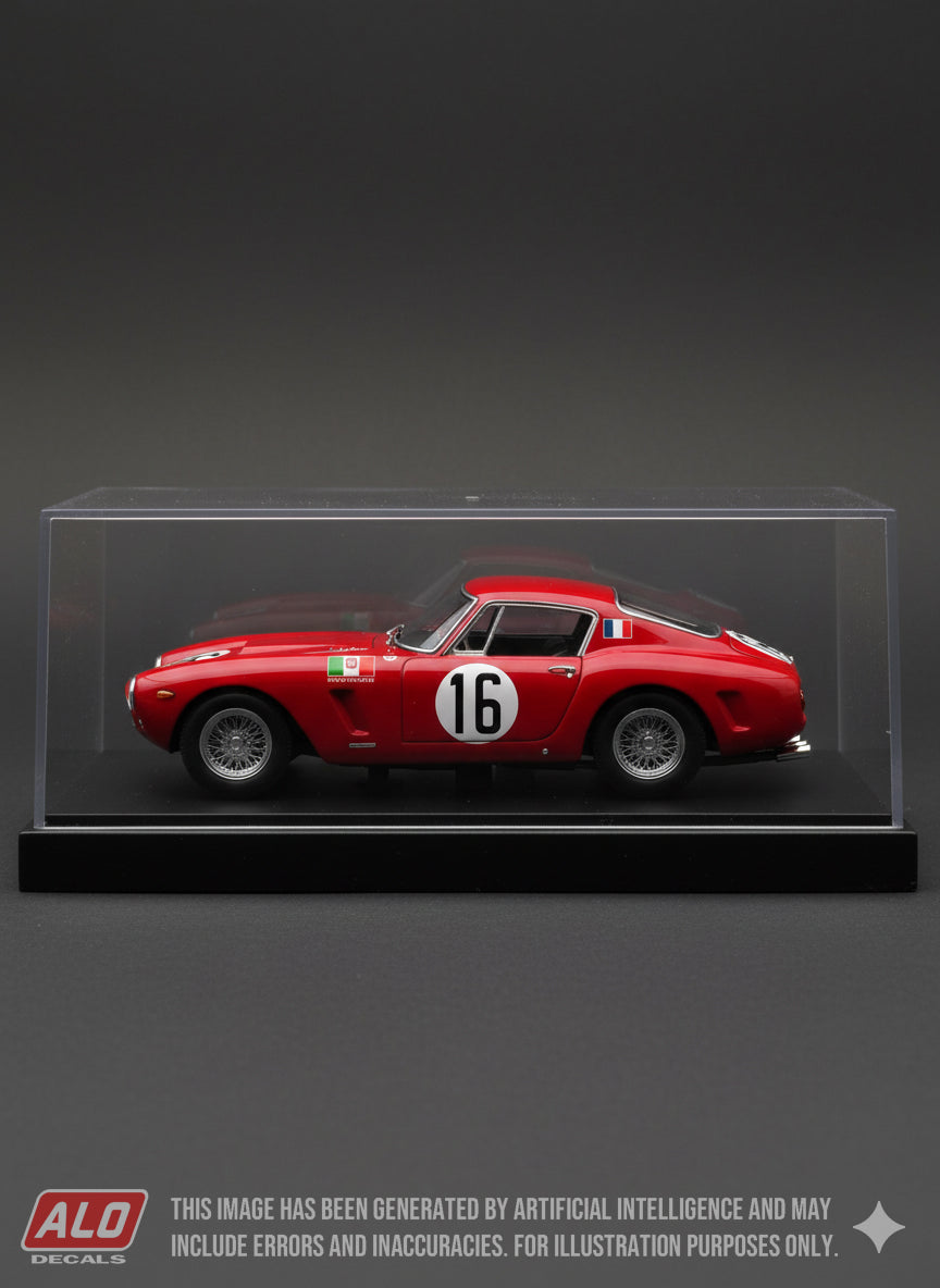 1961 LE MANS 24 HOURS #16 FERRARI 250 GT SWB MAURICE TRINTIGNANT/CARLO MARIA ABATE 1:43, 1:24, 1:18 DECALS