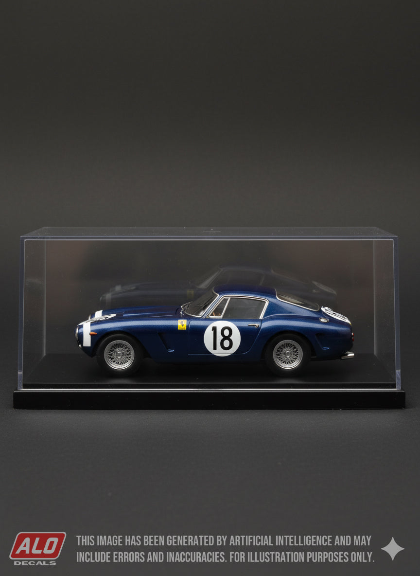 1961 LE MANS 24 HOURS #18 FERRARI 250 GT SWB STIRLING MOSS/GRAHAM HILL 1:43, 1:24, 1:18 DECALS