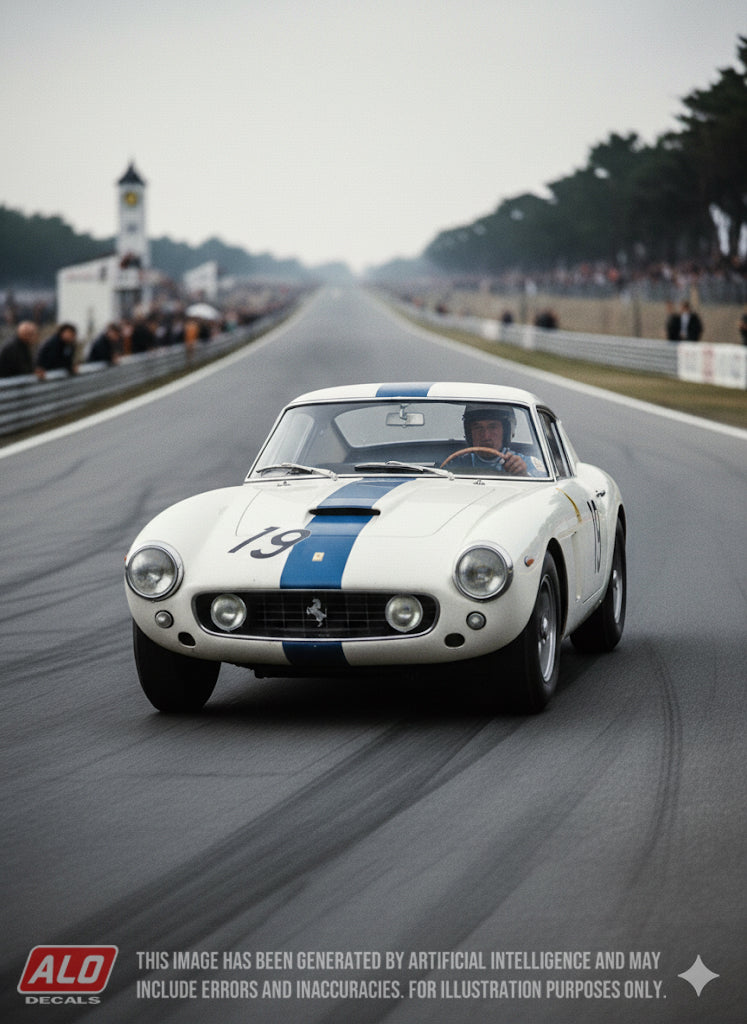 1961 LE MANS 24 HOURS #19 FERRARI 250 GT SWB GEORGE ARENTS/GEORGE REED 1:43, 1:24, 1:18 DECALS
