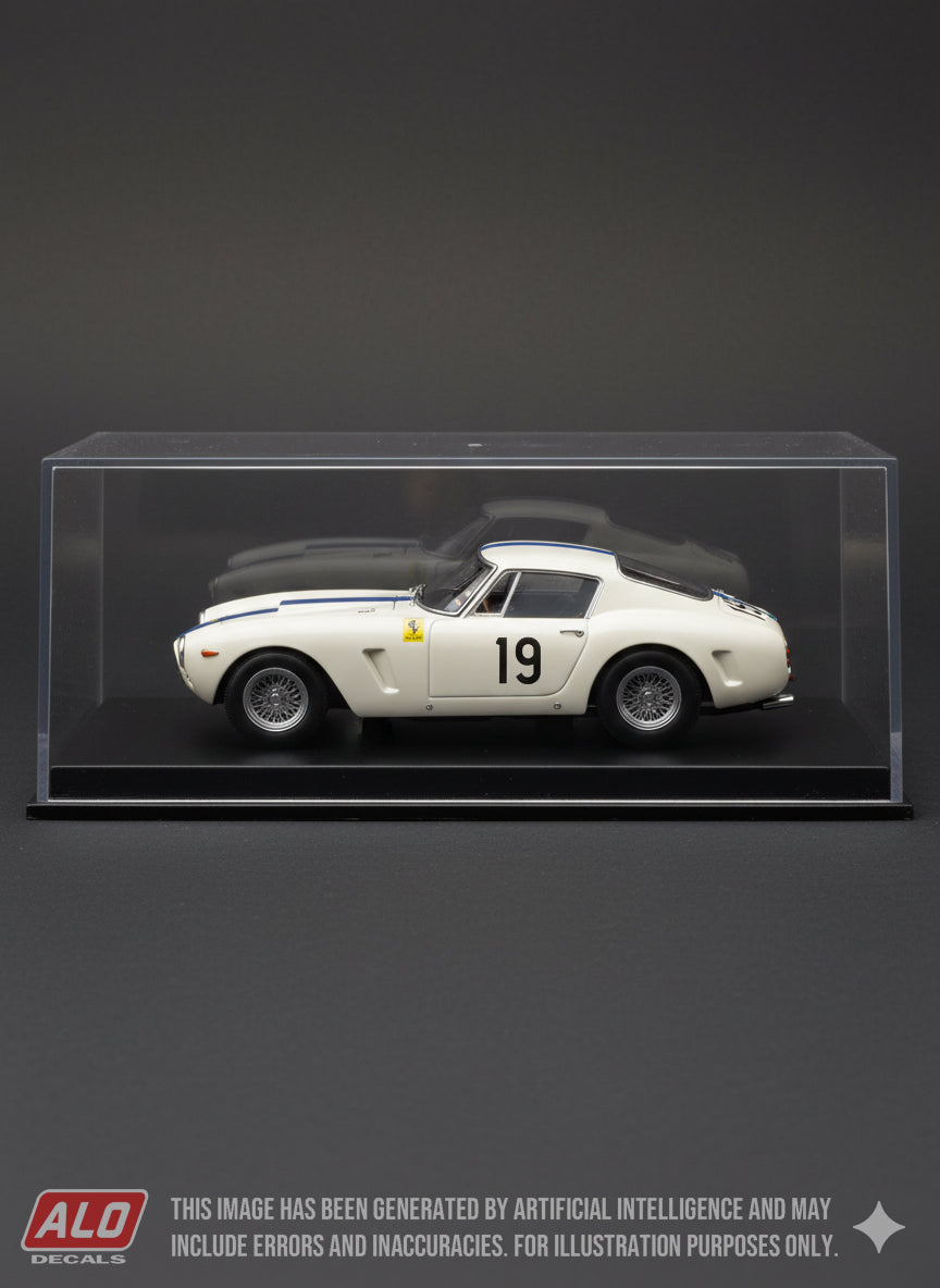 1961 LE MANS 24 HOURS #19 FERRARI 250 GT SWB GEORGE ARENTS/GEORGE REED 1:43, 1:24, 1:18 DECALS