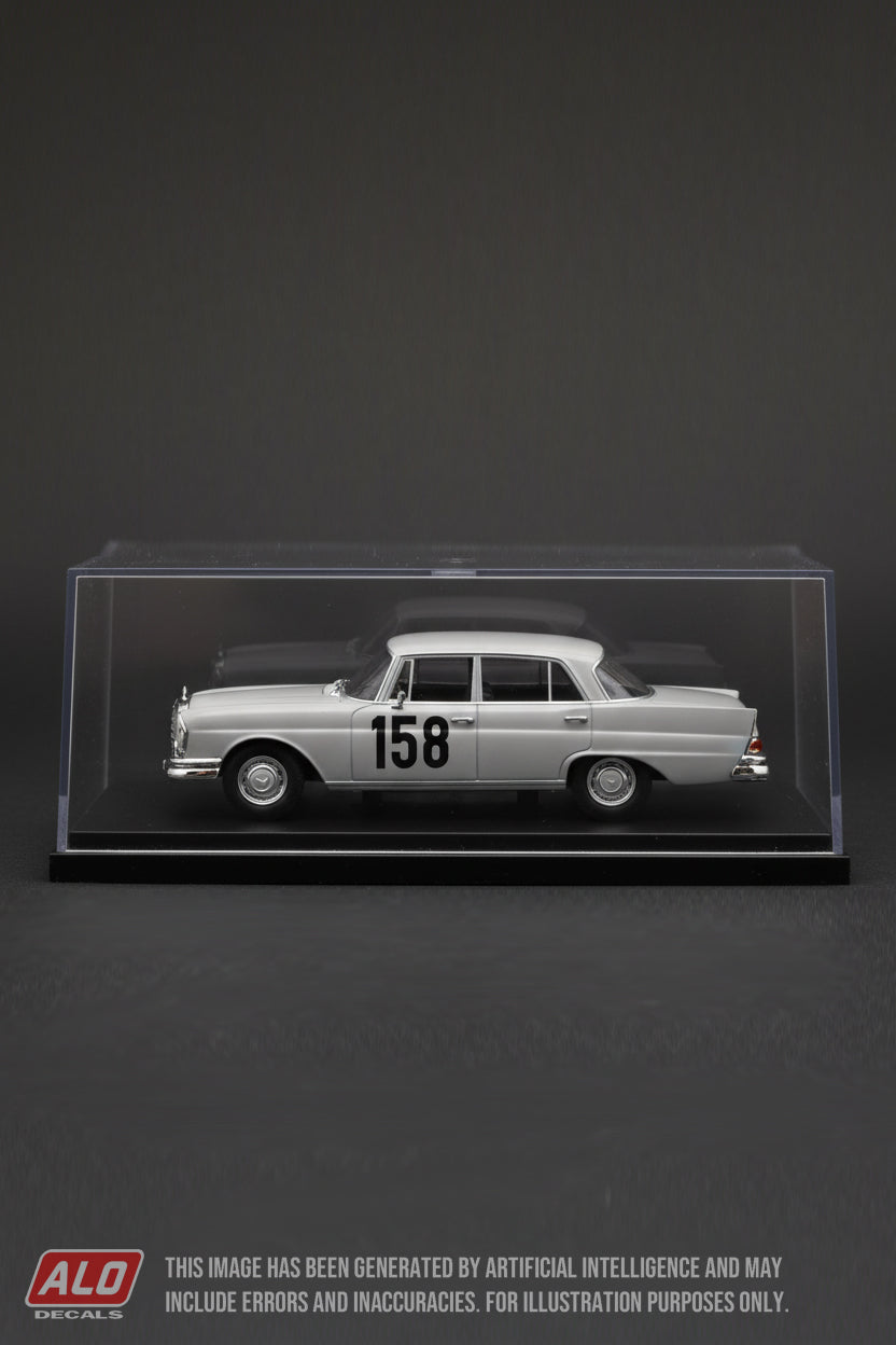 1961 MONTE CARLO RALLY #158 MERCEDES-BENZ 220SE (W111) HANS TAK/DAAN PFANN 1:43 DECALS