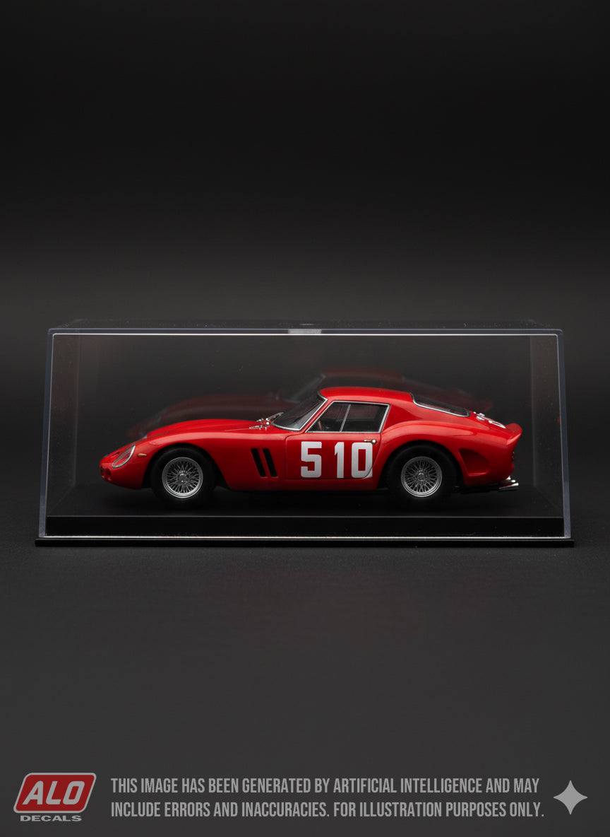 1962 COPPA FAGIOLI #510 FERRARI 250 GTO EDOARDO LUALDI 1:43, 1:24, 1:18 DECALS