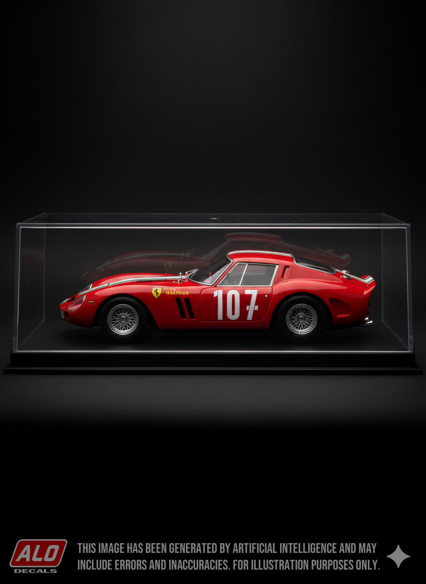 1962 TIROL GRAND PRIX, INNSBRUCK #107 FERRARI 250 GTO KALMAN VON CSAZY 1:43, 1:18 DECALS