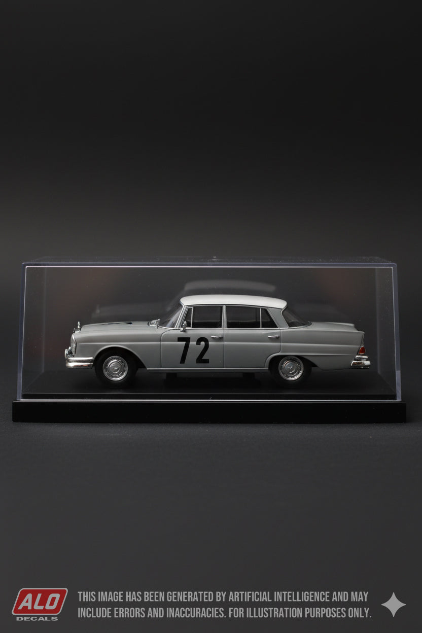 1962 RAJD POLSKI #72 MERCEDES-BENZ 220SE (W111) HERMANN KÜHNE/HANS WENCHER 1:43 DECALS