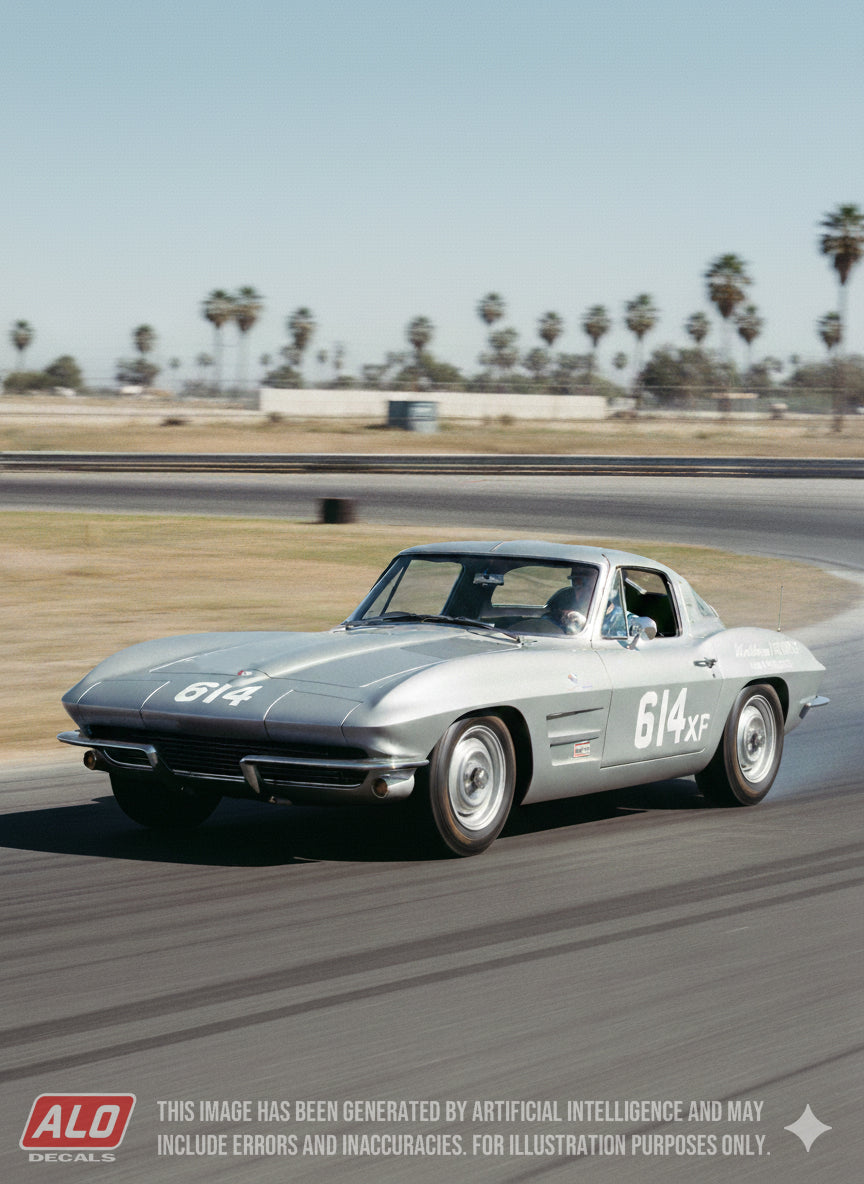 1962 RIVERSIDE 3 HOURS #614 CHEVROLET CORVETTE BOB BONDURANT 1:43, 1:32, 1:24 DECALS