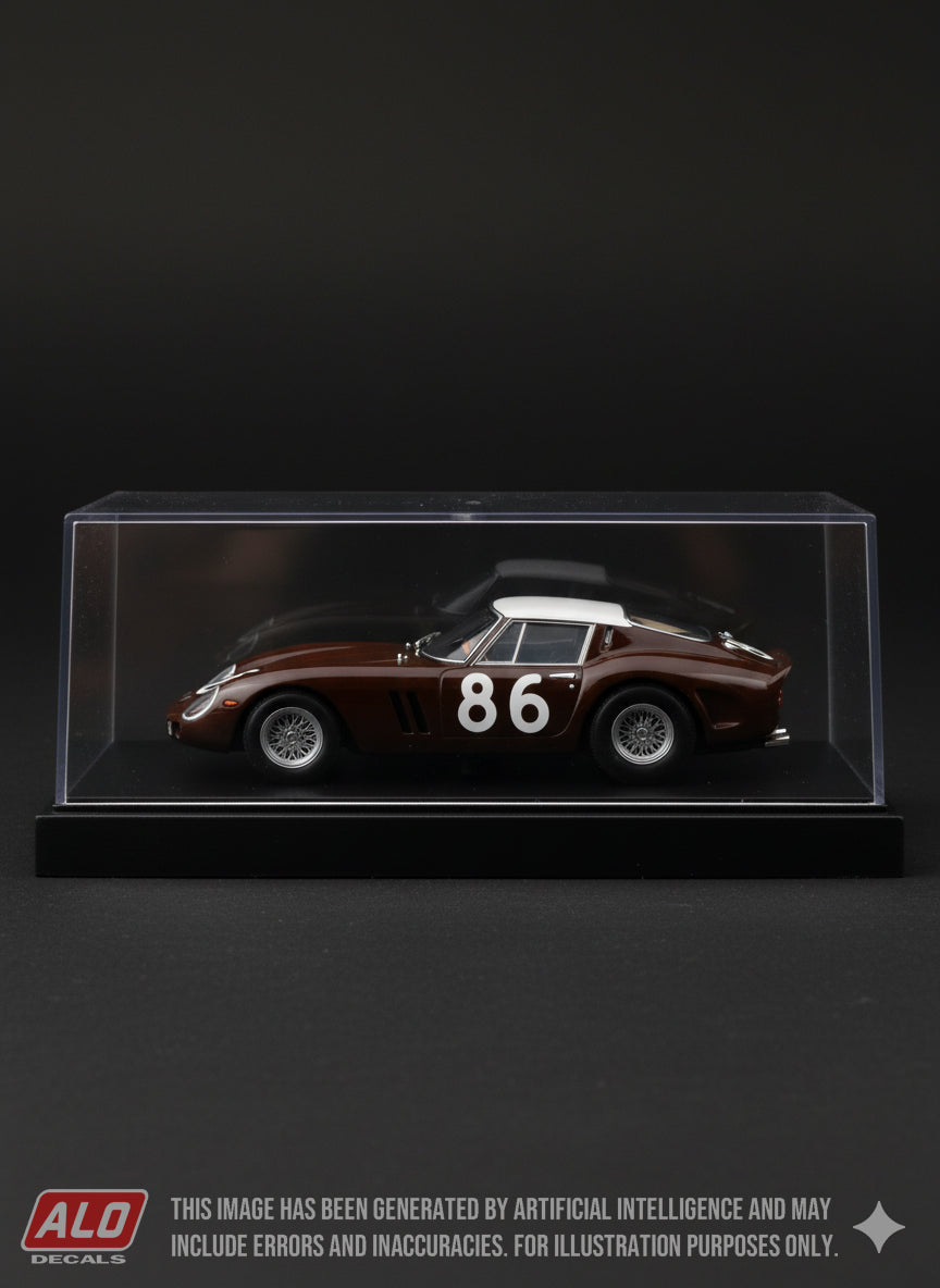 1962 TARGA FLORIO #86 FERRARI 250 GTO GIORGIO SCARLATTI/PIETRO FERRARO 1:43, 1:24, 1:18 DECALS