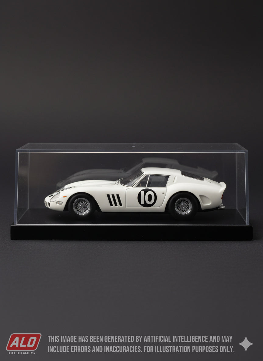1962 TOURIST TROPHY, GOODWOOD #10 FERRARI 250 GTO GRAHAM HILL 1:43, 1:24, 1:18 DECALS