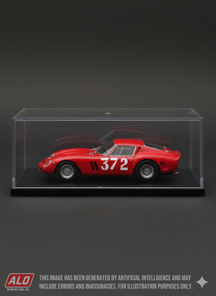 1962 TRENTO-BONDONE HILLCLIMB #372 FERRARI 250 GTO EDOARDO LUALDI 1:43, 1:24, 1:18 DECALS
