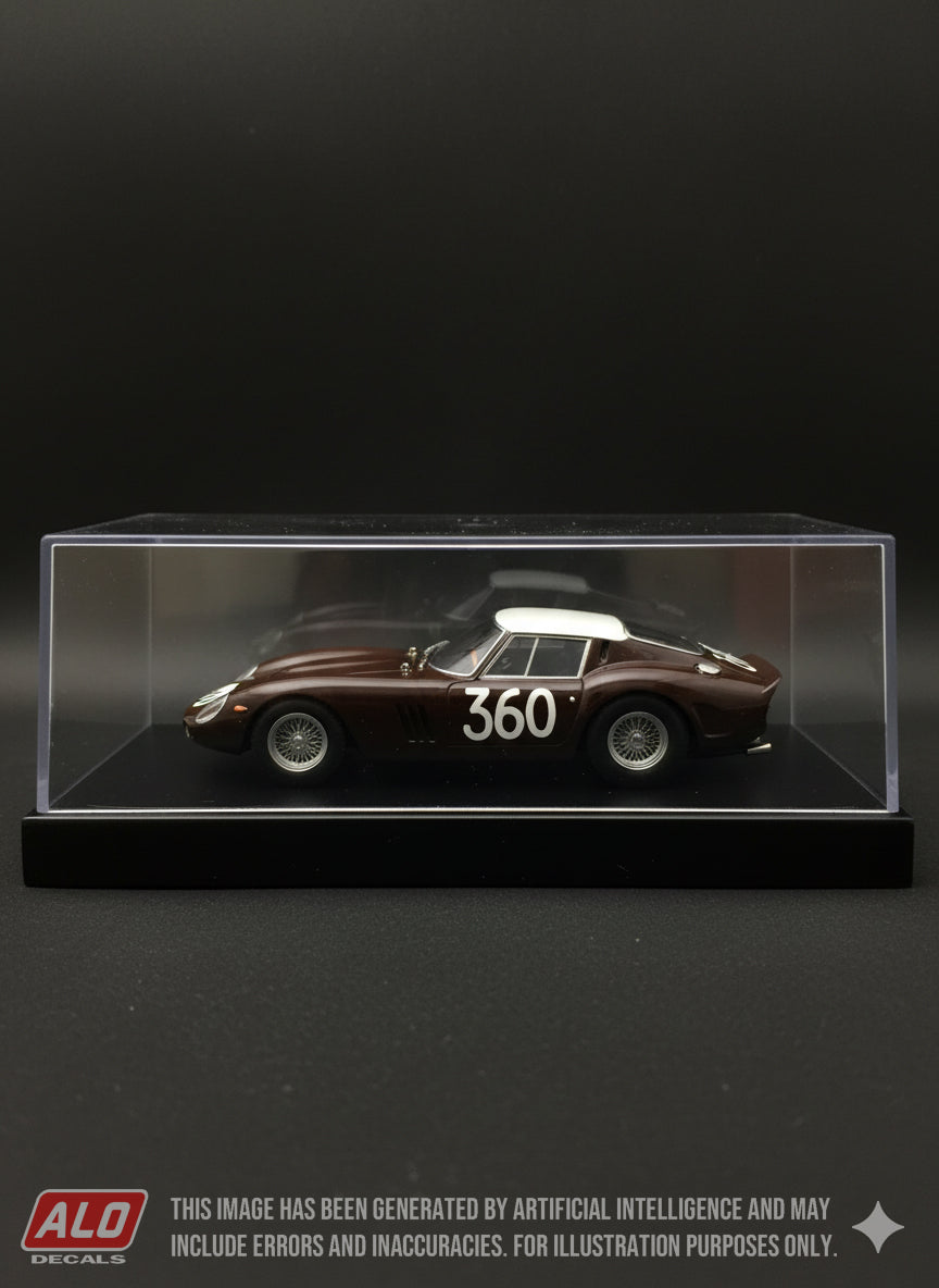 1962 TRIESTE-OPICINA HILLCLIMB #360 FERRARI 250 GTO PIETRO FERRARO 1:43, 1:24, 1:18 DECALS