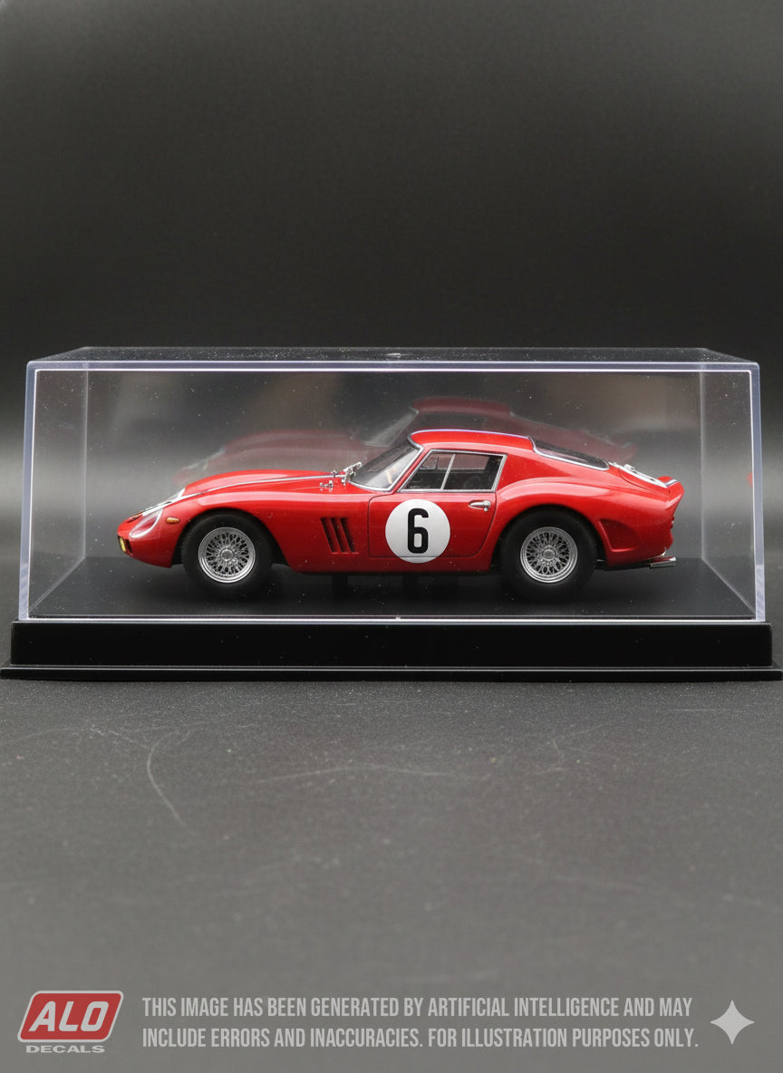 1963 DAKAR 6 HOURS #6 FERRARI 250 GTO PIERRE NOBLET/JEAN GUICHET 1:43, 1:24, 1:18 DECALS