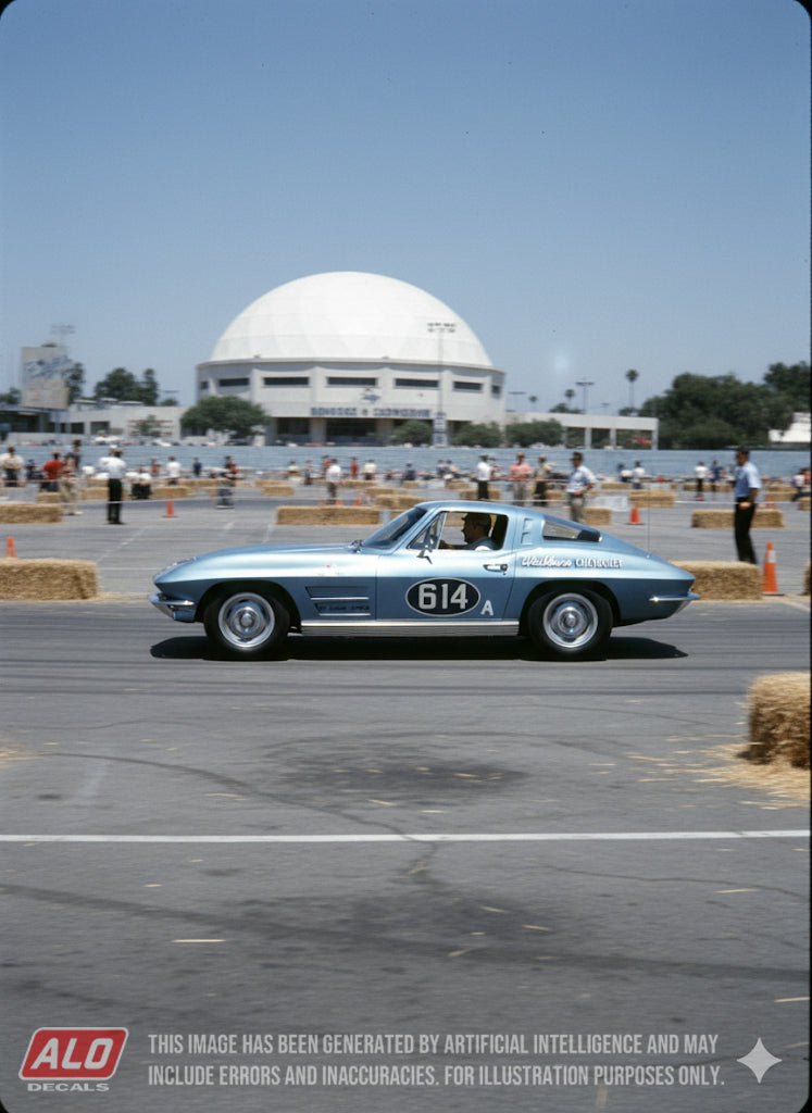 1963 DODGER STADIUM #614 CHEVROLET CORVETTE BOB BONDURANT 1:43, 1:24 DECALS