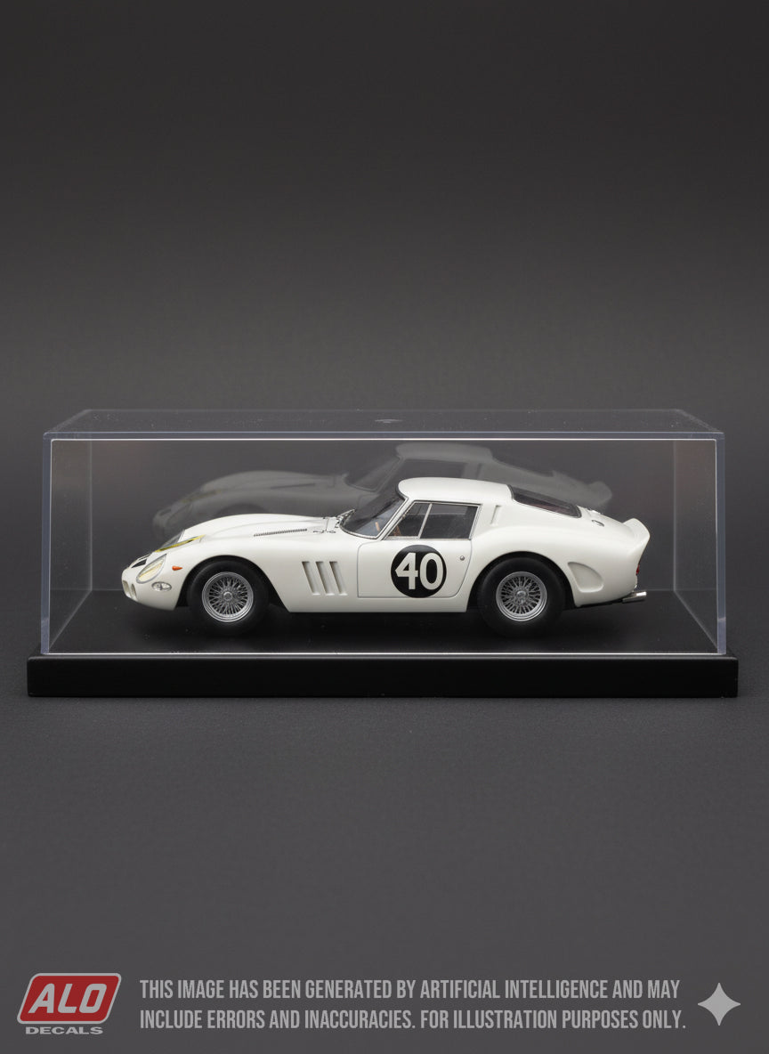 1963 INTERNATIONAL TROPHY, SILVERSTONE #40 FERRARI 250 GTO MIKE PARKES 1:43, 1:24, 1:18 DECALS
