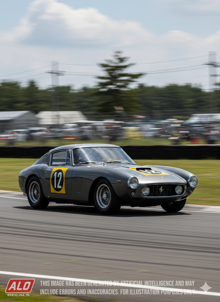 1963 JAPANESE GP #12 FERRARI 250 GT SWB PIERRE DUMAY 1:43, 1:24, 1:18 DECALS