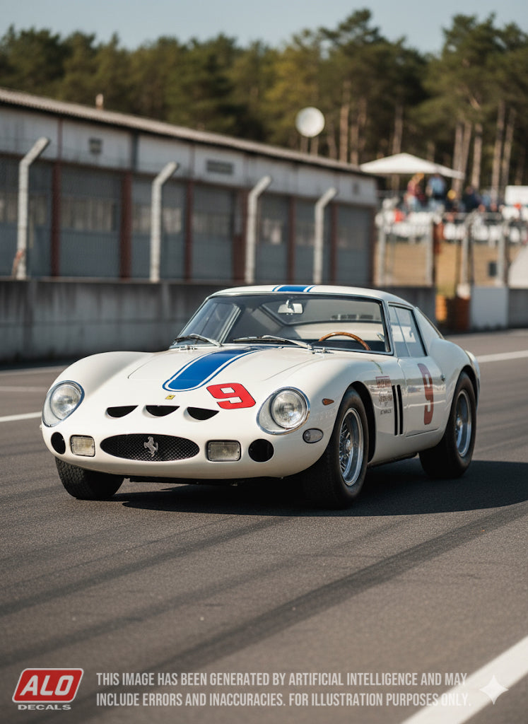 1963 LAGUNA SECA USRRC #9 FERRARI 250 GTO FRANK CRANE 1:43, 1:24, 1:18 DECALS