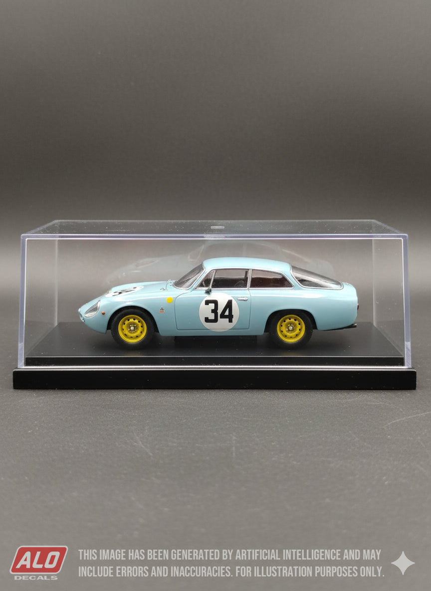 1963 LE MANS 24 HOURS #34 ALFA ROMEO GIULIETTA SZ GIANCARLO SALA/ROMOLO ROSSI 1:43 DECALS