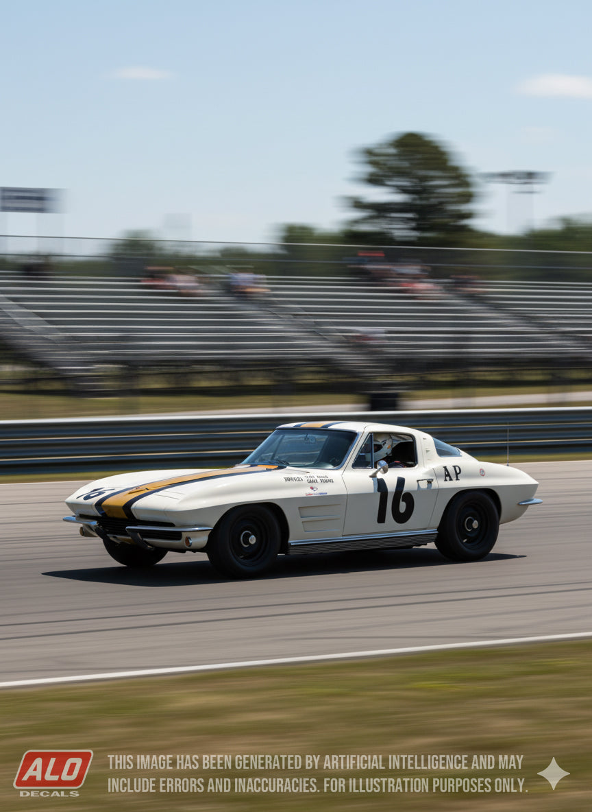 1963 CANADIAN GP #16 CHEVROLET CORVETTE ALLAN WYLIE/GERRY GEORGI 1:43, 1:24 DECALS