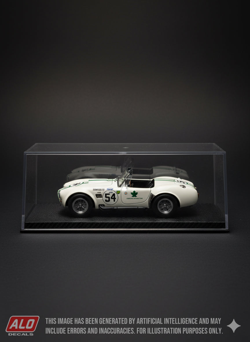 1963 CANADIAN GP #54 AC SHELBY COBRA EPPIE WIETZES 1:43, 1:24 DECALS