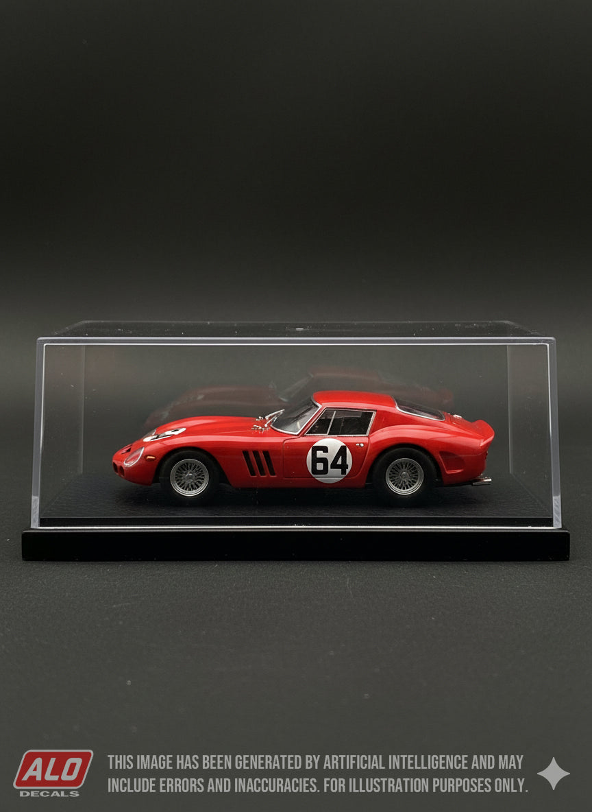 1963 NÜRBURGRING 1000 KMS #64 FERRARI 250 GTO TOMMY HITCHCOCK/ZOURAB TCHKOTOUA 1:43, 1:18 DECALS