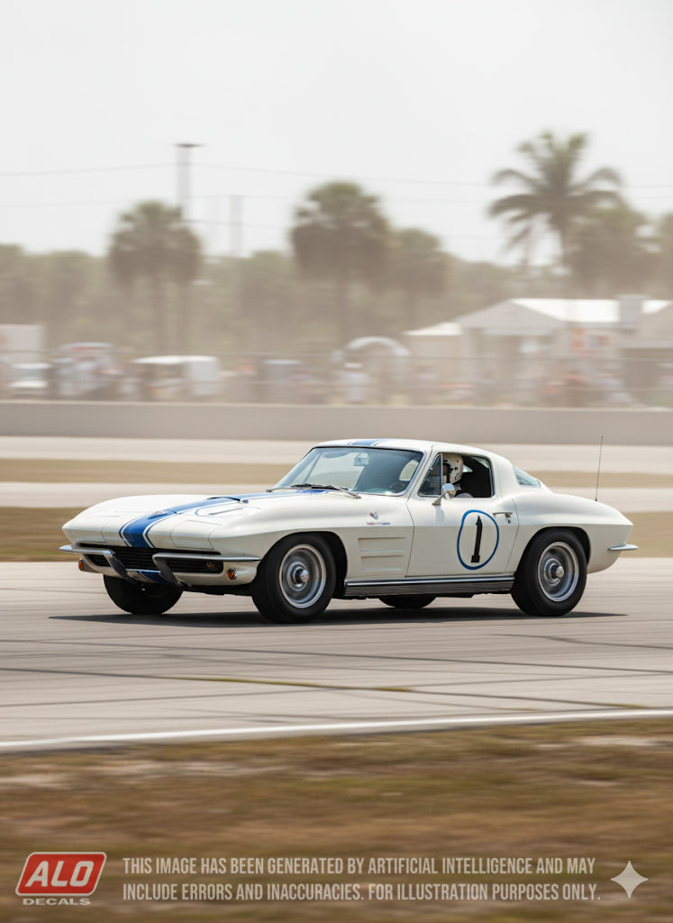 1963 SEBRING 12 HOURS #1 CHEVROLET CORVETTE DICK THOMPSON/DON YENKO 1:43, 1:24 DECALS