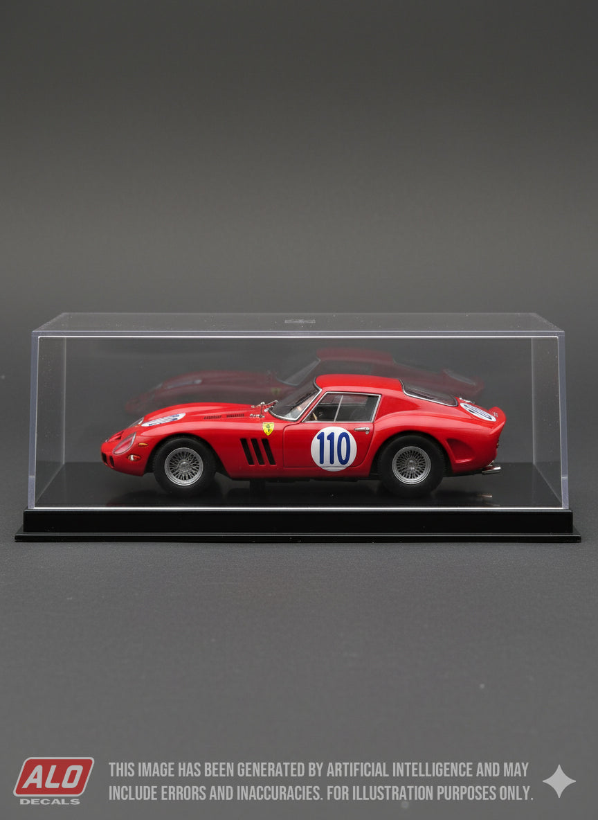 1963 TARGA FLORIO #110 FERRARI 250 GTO TOMMY HITCHCOCK/ZOURAB TCHKOTOUA 1:43, 1:18 DECALS