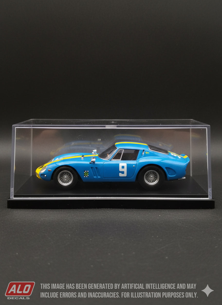 1963 VÄSTKUSTLOPPET #9 FERRARI 250 GTO ULF NORINDER 1:43, 1:18 DECALS