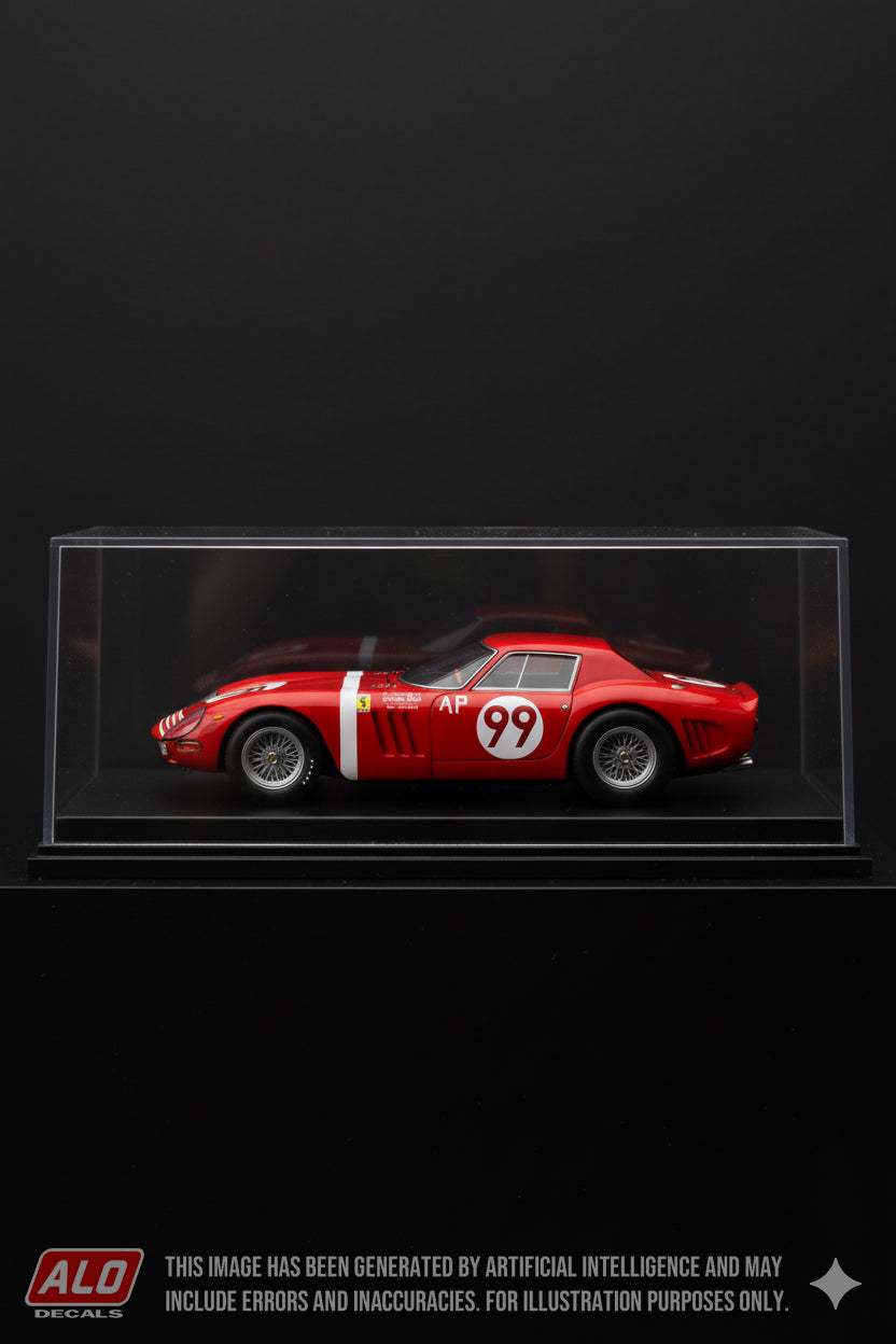 1964 CANDLESTICK PARK SCCA REGIONAL #99 FERRARI 250 GTO/64 AUGIE PABST 1:43, 1:18 DECALS
