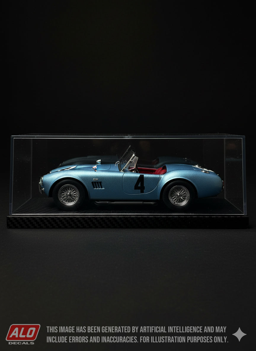 1964 COUPES DE VITESSE, MONTLHERY #4 AC SHELBY COBRA JEAN DE MORTEMART 1:43, 1:24 DECALS