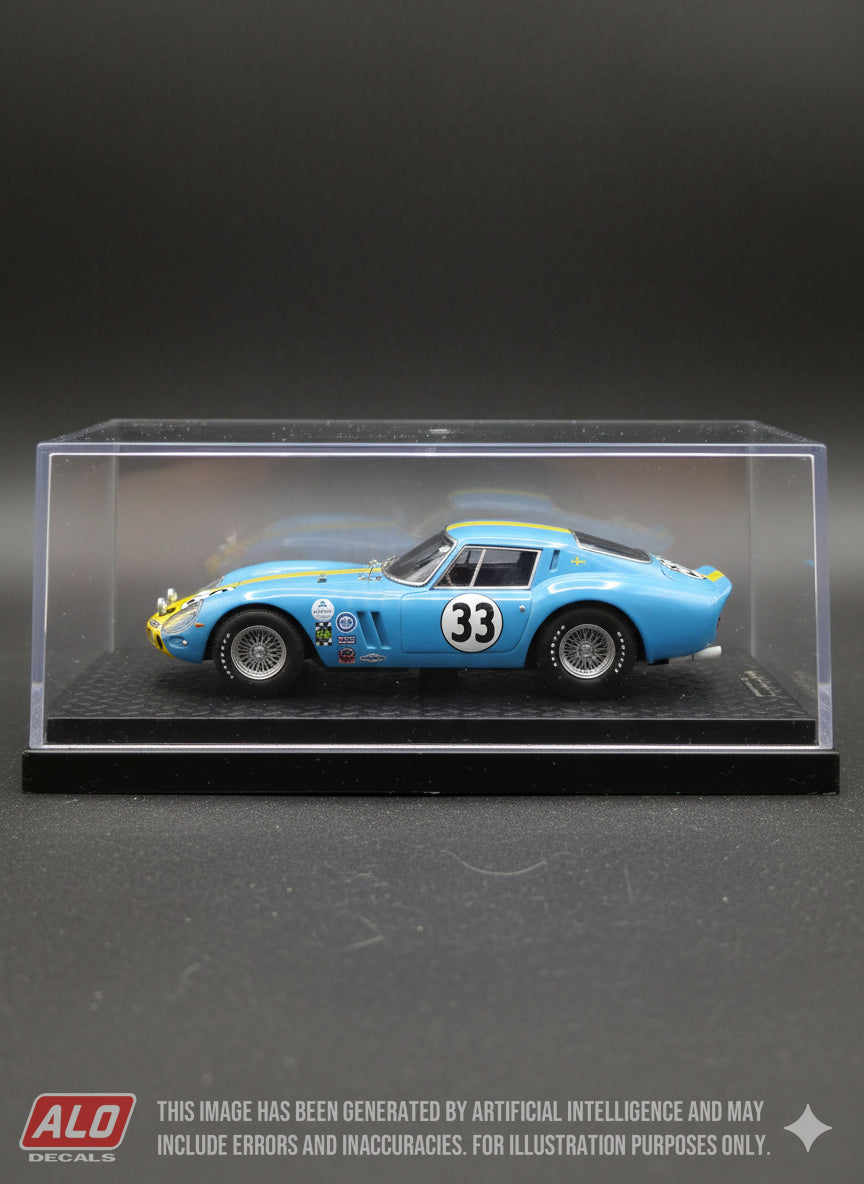 1964 DAYTONA 2000 KMS #33 FERRARI 250 GTO ULF NORINDER/JOHN CANNON 1:43, 1:18 DECALS