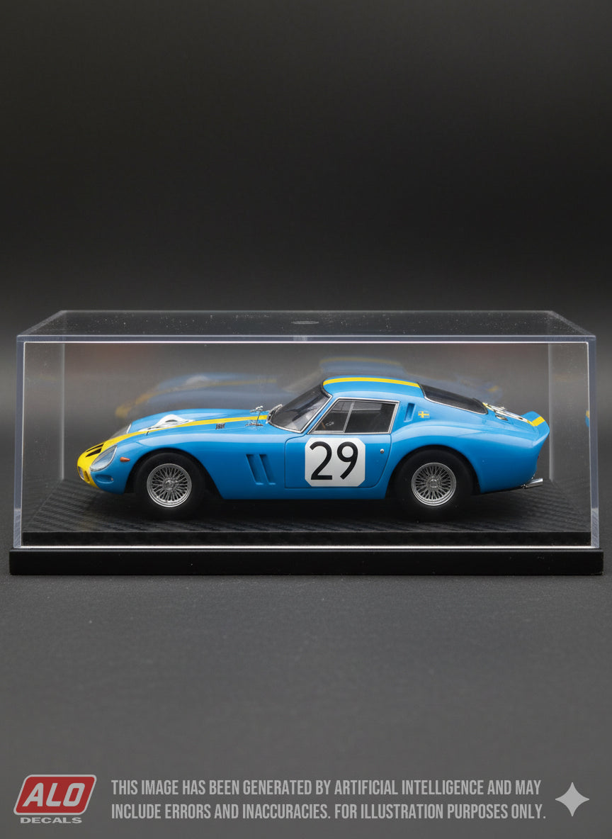 1964 REIMS 12 HOURS #29 FERRARI 250 GTO JACKIE STEWART/CHRIS AMON 1:43, 1:18 DECALS