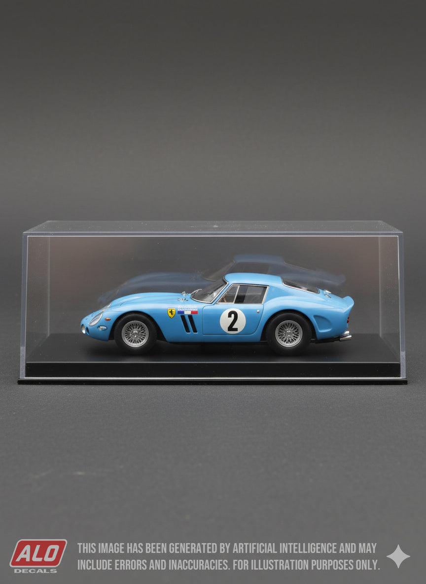 1964 ROUTES DU NORD RALLY #2 FERRARI 250 GTO SYLVAIN GARANT/PHILIPPE DUPEYRAT 1:43, 1:18 DECALS