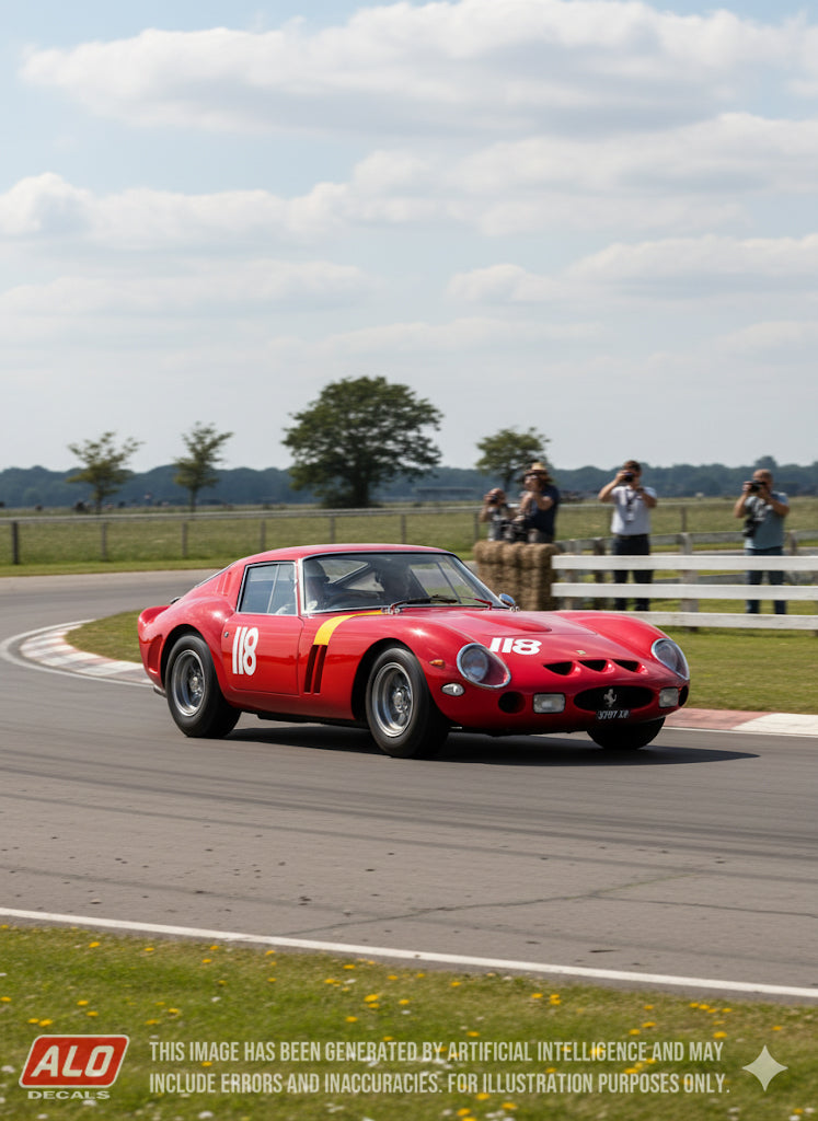1964 BRSCC SNETTERTON #118 FERRARI 250 GTO PETER CLARKE 1:43, 1:24, 1:18 DECALS