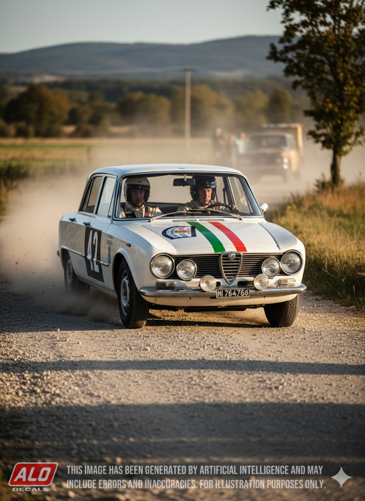 1964 TOUR DE FRANCE #42 ALFA ROMEO GIULIA ANDREA DE ADAMICH/CARLO SCARAMBONE 1:43, 1:24 DECALS