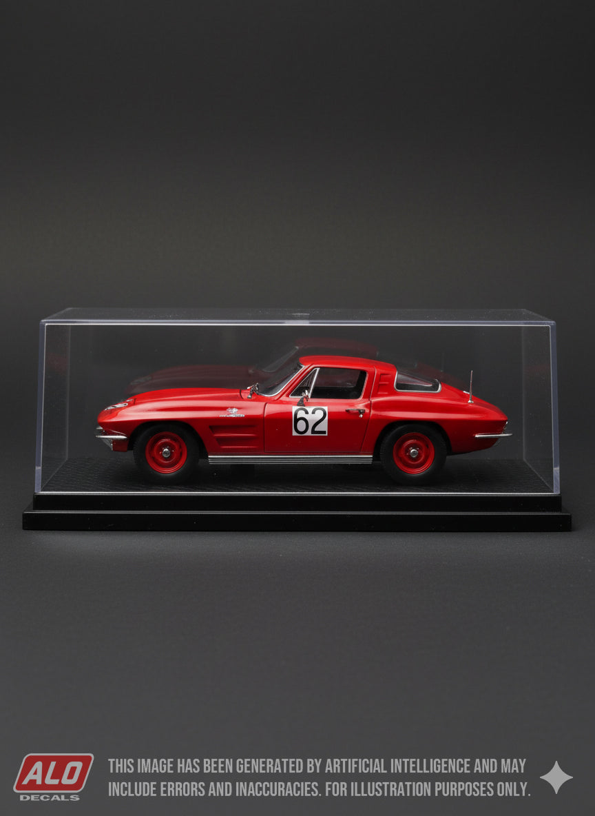 1965 PREIS VON WIEN, ASPERN #62 CHEVROLET CORVETTE SIEGFRIED ZWIMPFER 1:43, 1:24 DECALS