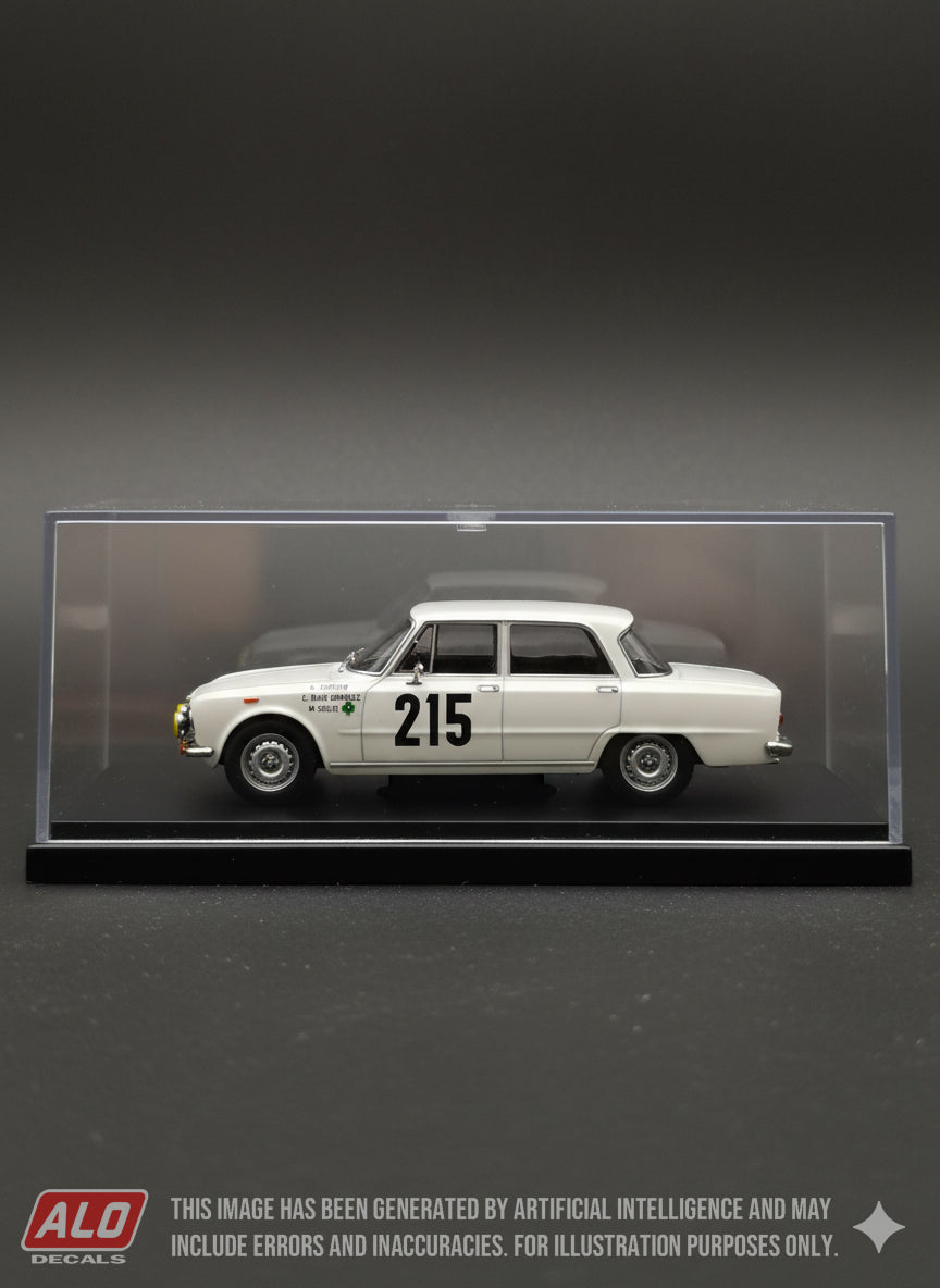 1965 MONTE CARLO RALLY #215 ALFA-ROMEO GIULIA GERARDO DE ANDRES/ENRIQUE RUIZ-GIMENEZ/M. SOLER 1:43 DECALS