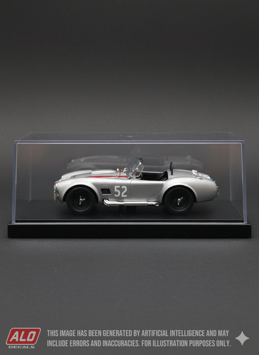 1965 NÜRBURGRING 1000 KMS #52 AC SHELBY COBRA JOHN SPARROW/CHRIS MCLAREN 1:43, 1:24 DECALS