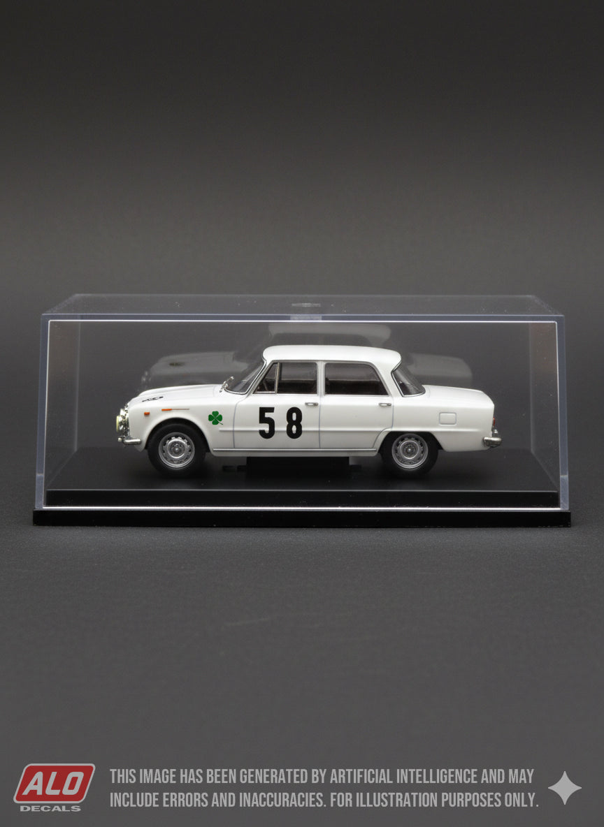 1965 ROUTES DU NORD RALLY #58 ALFA-ROMEO GIULIA THERESE MAHIEUW/CLAUDE DELCOURT 1:43 DECALS