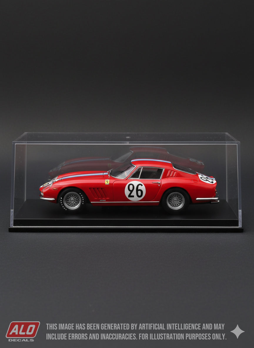 1966 LE MANS 24 HOURS #26 FERRARI 275 GTB GIAMPIERO BISCALDI/MICHEL DE BOURBON-PARME 1:43, 1:18 DECALS