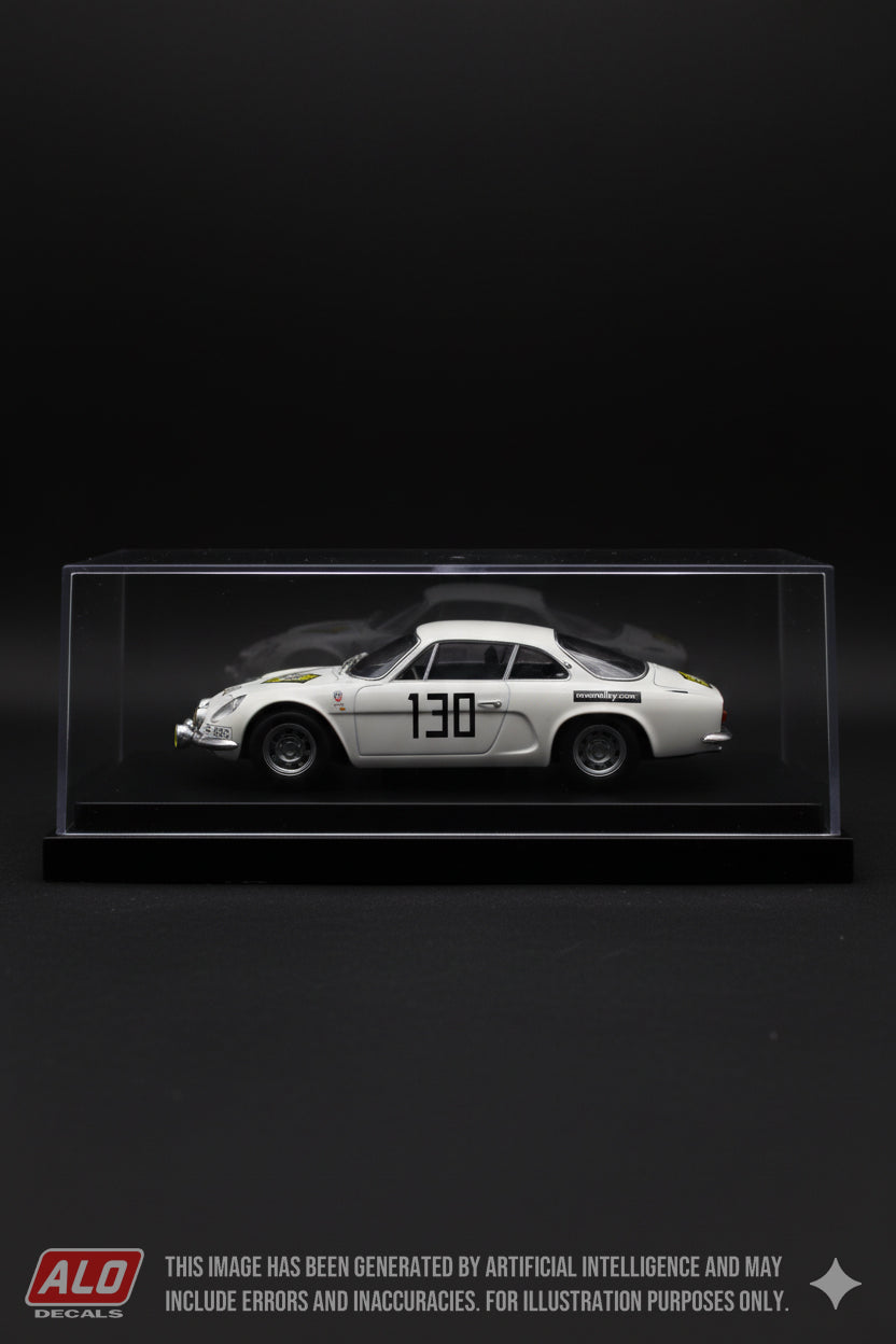 1966 LYON-CHARBONNIERES RALLY #130 ALPINE A110 CLAUDE HALDI/ANDRE WICKY 1:43 DECALS