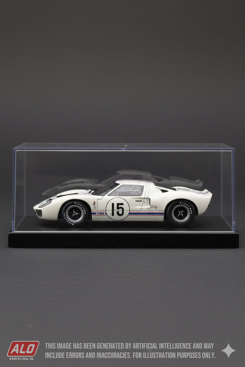 1967 LE MANS APRIL TESTS #15 FORD GT40 GUY LIGIER/JO SCHLESSER/PIERRE DUMAY 1:43 DECALS