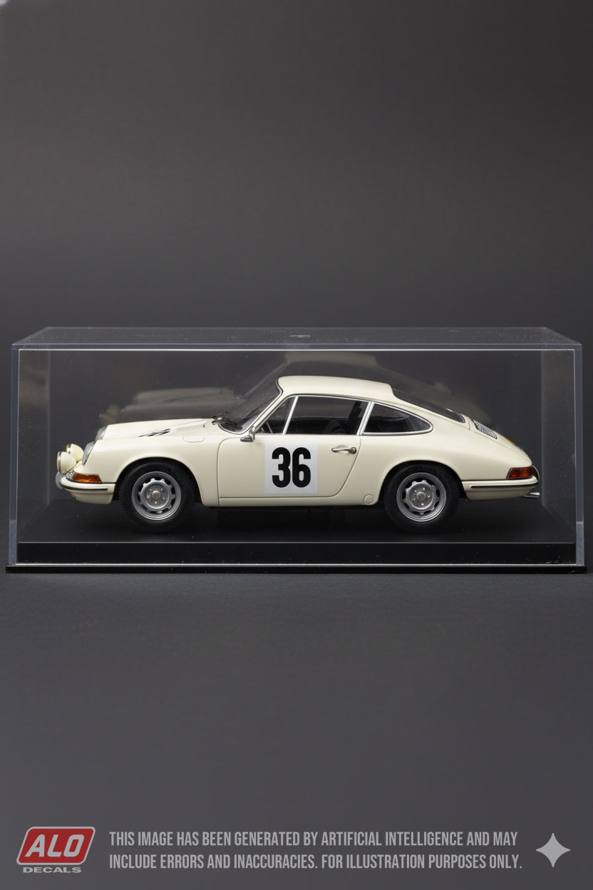 1967 ROUTES DU NORD RALLY #36 PORSCHE 911 JEAN-MARIE JACQUEMIN/NORBERT VAN HUFFEL 1:43, 1:32 DECALS